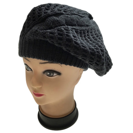 Womens FRENCH BERET HAT Knitted Cap Winter Warm Double Layered Ladies Beanie