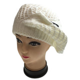 Womens FRENCH BERET HAT Knitted Cap Winter Warm Double Layered Ladies Beanie - White