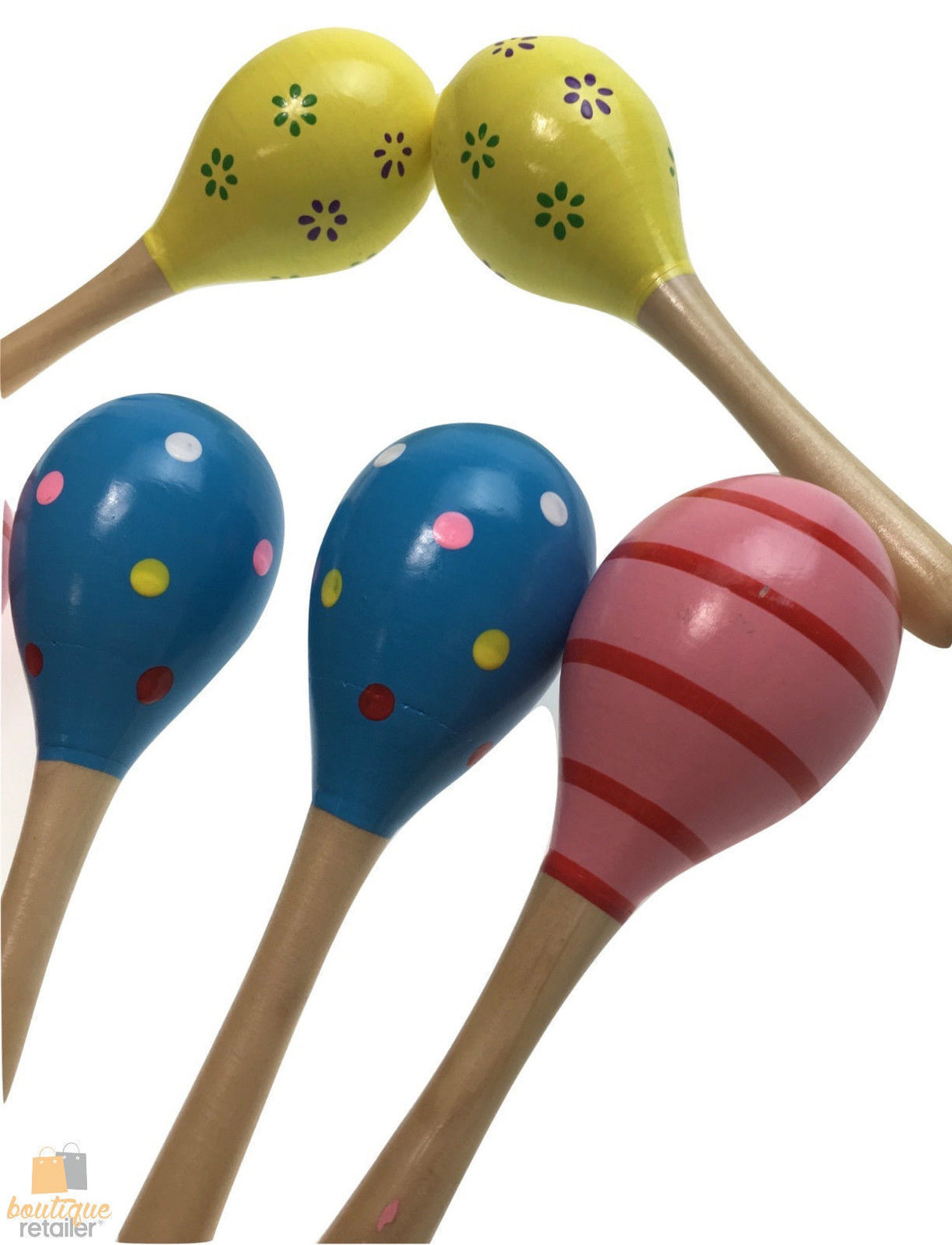 6x WOODEN MARACAS Musical Egg Percussion Toy Shakers Rattles Rumba Party BULK