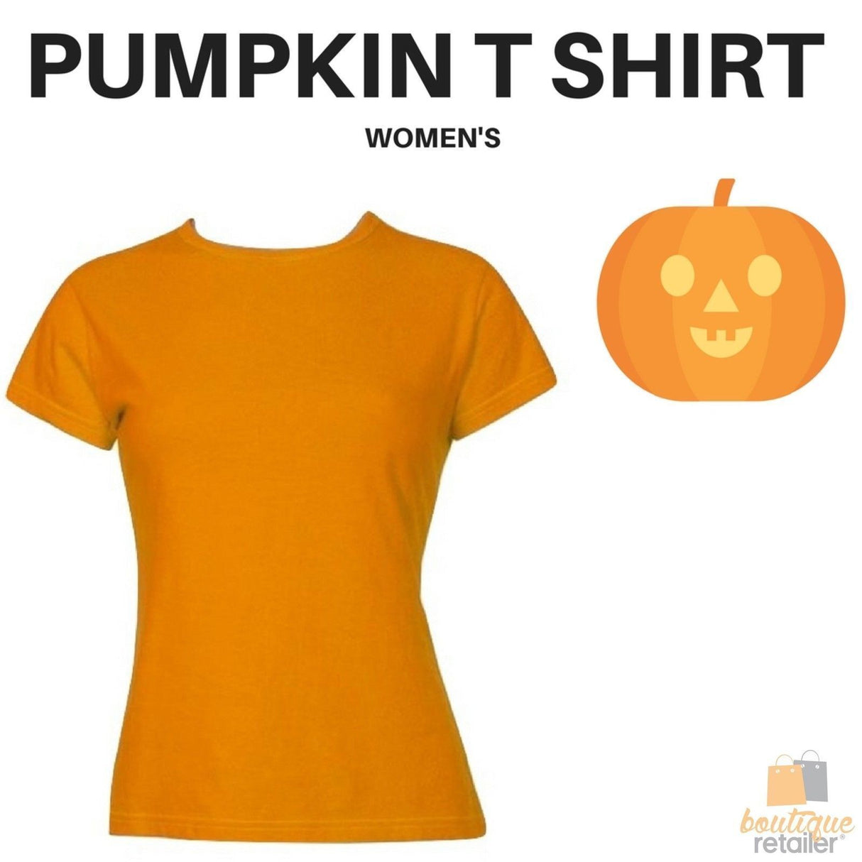 Womens HALLOWEEN T Shirt 100% COTTON Blank Tee Costume Ladies Party - Pumpkin Colour