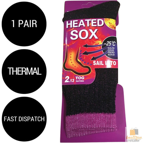 1 Pair Womens THERMAL HEATED SOCKS Warm Winter Comfort Work Sox Ski Ladies