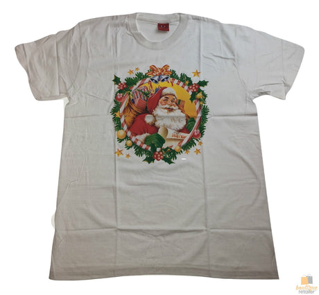 Adult Xmas CHRISTMAS T Shirt Merry Tee Top Santa S-XXL Mens Womens 100% COTTON - White