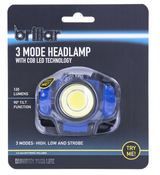 3 Mode Headlamp w COB LED Head Torch Adjustable Headband Wide Beam Light Camping Running