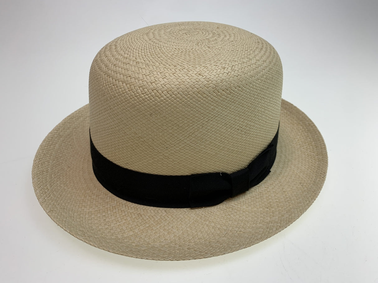 Boutique Mens Straw Bowler Hat Straw MADE IN USA Fine Du-Pont Teflon Genuine Panama