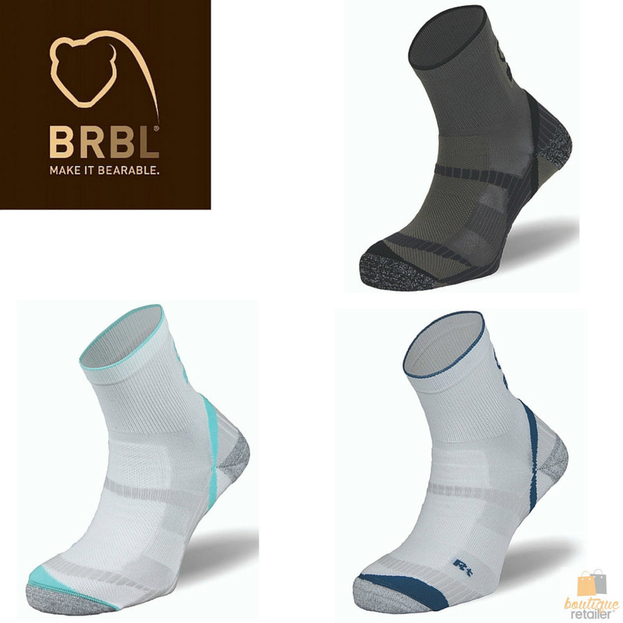 BRBL Atlas Socks Hiking Trekking Trail Run Outdoor Camping MADE IN ITALY Crew