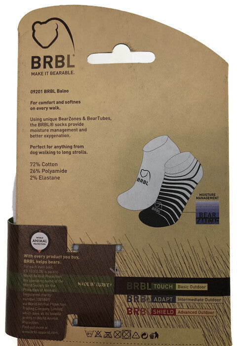 2pk BRBL Baloo Ankle Socks Low Cut MADE IN ITALY  - Dark Grey/Mid Grey - L