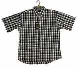 Bisley Mens Short Sleeve Shirt Checkered Cotton Blend Casual Business Work - Grey