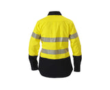 Bisley Mens 3M Taped Two-Tone Hi Vis Cool Long Sleeve Shirt - Yellow/Black