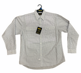 Bisley Mens Long Sleeve Check Shirt Checkered Cotton Blend Casual Business Work - White/Green