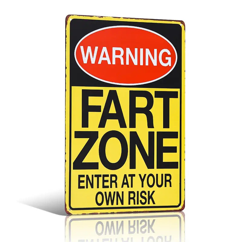 Vintage Fart Zone Warning Sign Funny Metal Sign Bathroom Kitchen Office - Humorous Gift