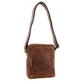 Billy The Kid Mens Genuine Leather Small Shoulder Bag in Cognac