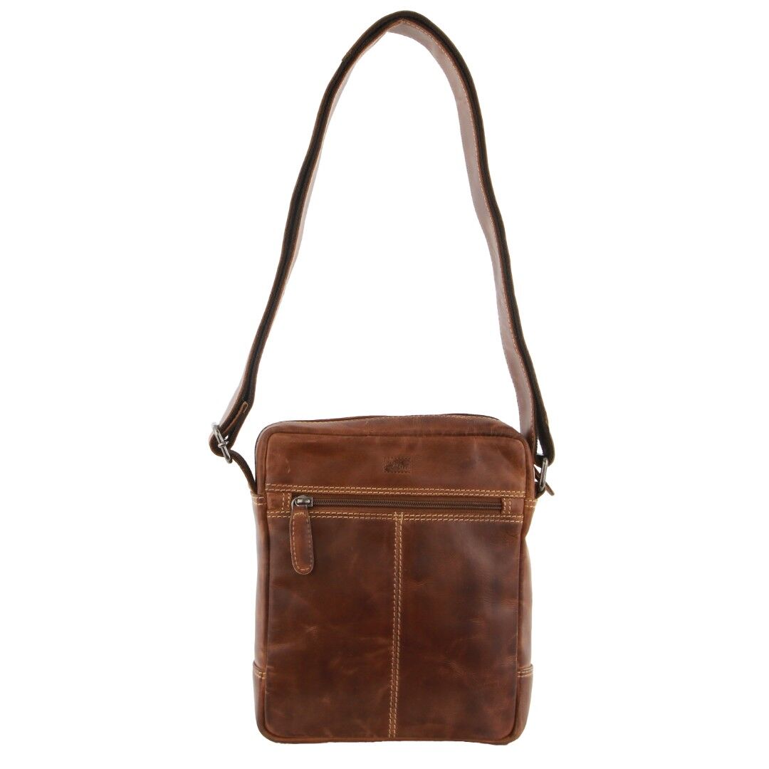 Billy The Kid Mens Genuine Leather Small Shoulder Bag in Cognac