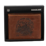 Billy The Kid Mens Leather Wallet Western with Detachable Chain in Gift Box in Cognac