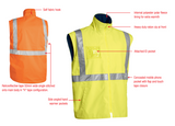 BISLEY Hi Vis Taped Rain Wet Weather Vest Fleece Lined Warm Winter - Yellow