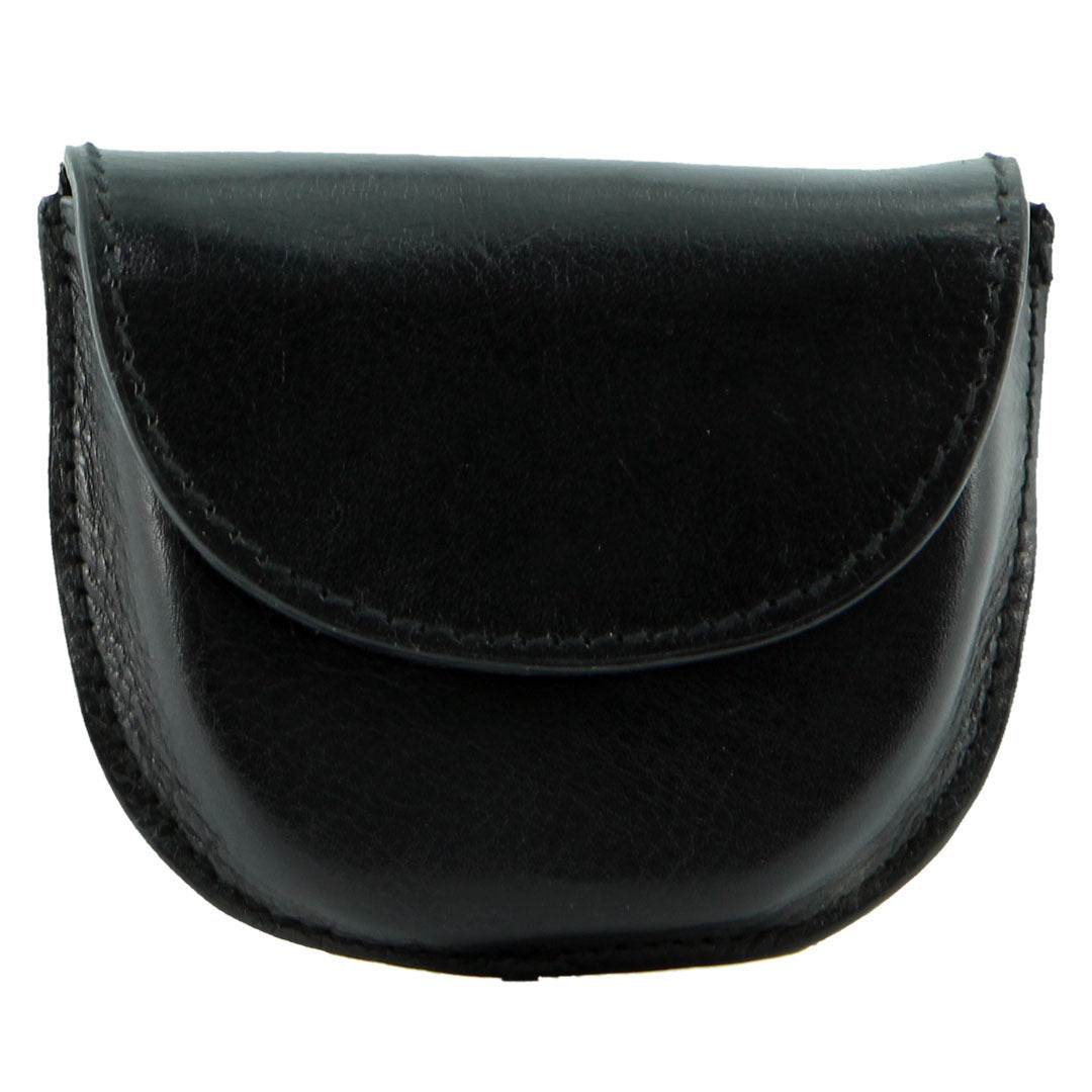 Milleni Genuine Leather Coin Purse Holder Wallet with Belt Loop - Black