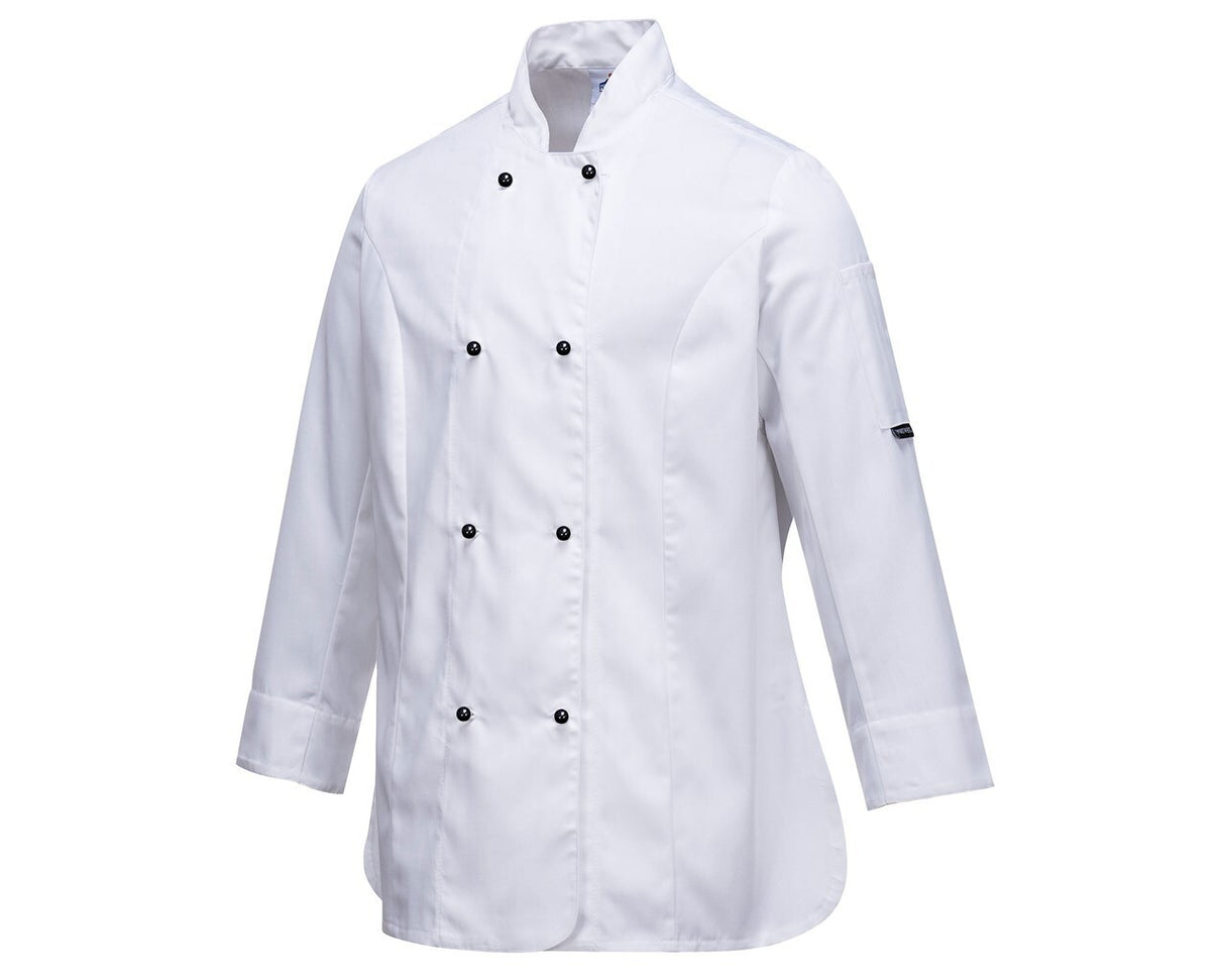 Portwest Womens Rachel Chef Jacket Hospitality Cook MeshAir - White