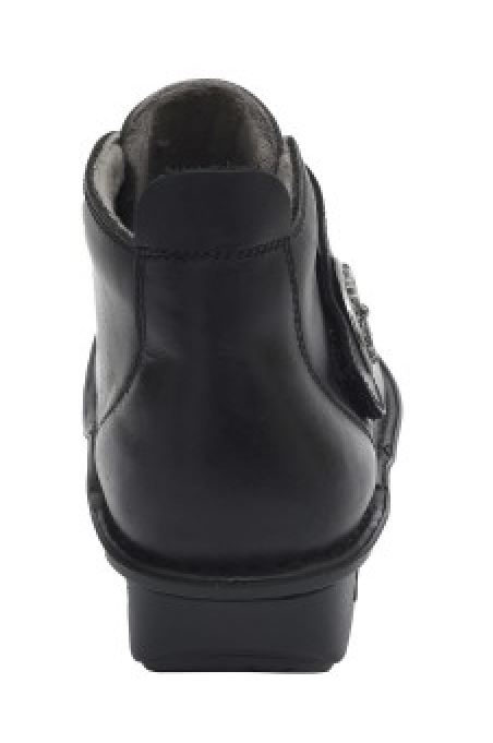 Alegria Womens Caiti Ankle Leather Boots with Crossover Strap - Oiled Black