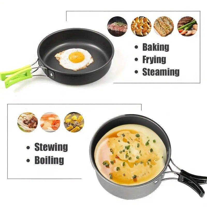 3pcs Ultra-Lightweight Camping Cookware Set - Durable Aluminum Outdoor Cooking Kit