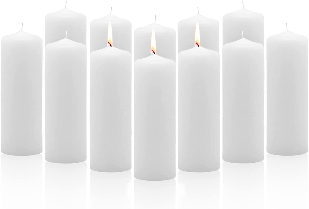 36x Premium Church Candle Pillar Candles White Unscented Lead Free 36Hrs - 5*15cm