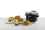 Crock Pot Slow Cooker 4.7L Hinged Lid Food Pressure Kitchen Auto Keep Warm - Black