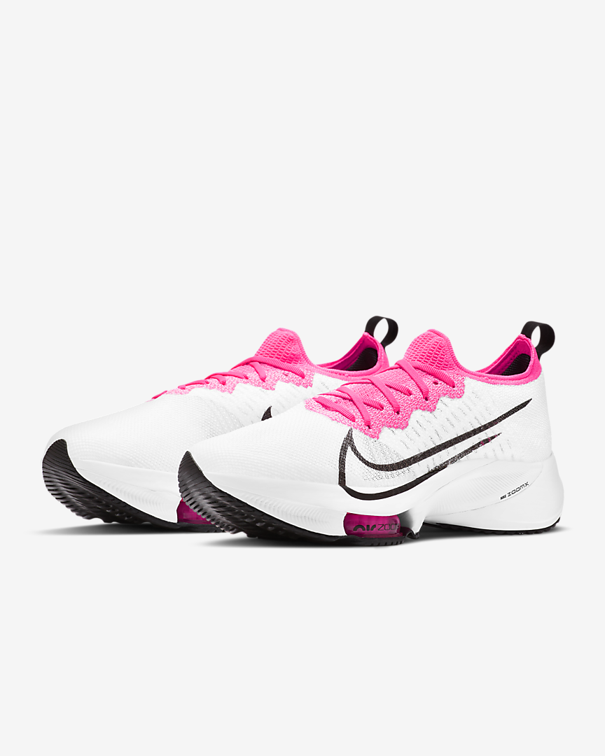 Nike Womens Air Zoom Shoes Tempo Next FK-White/Black-Pink Blast