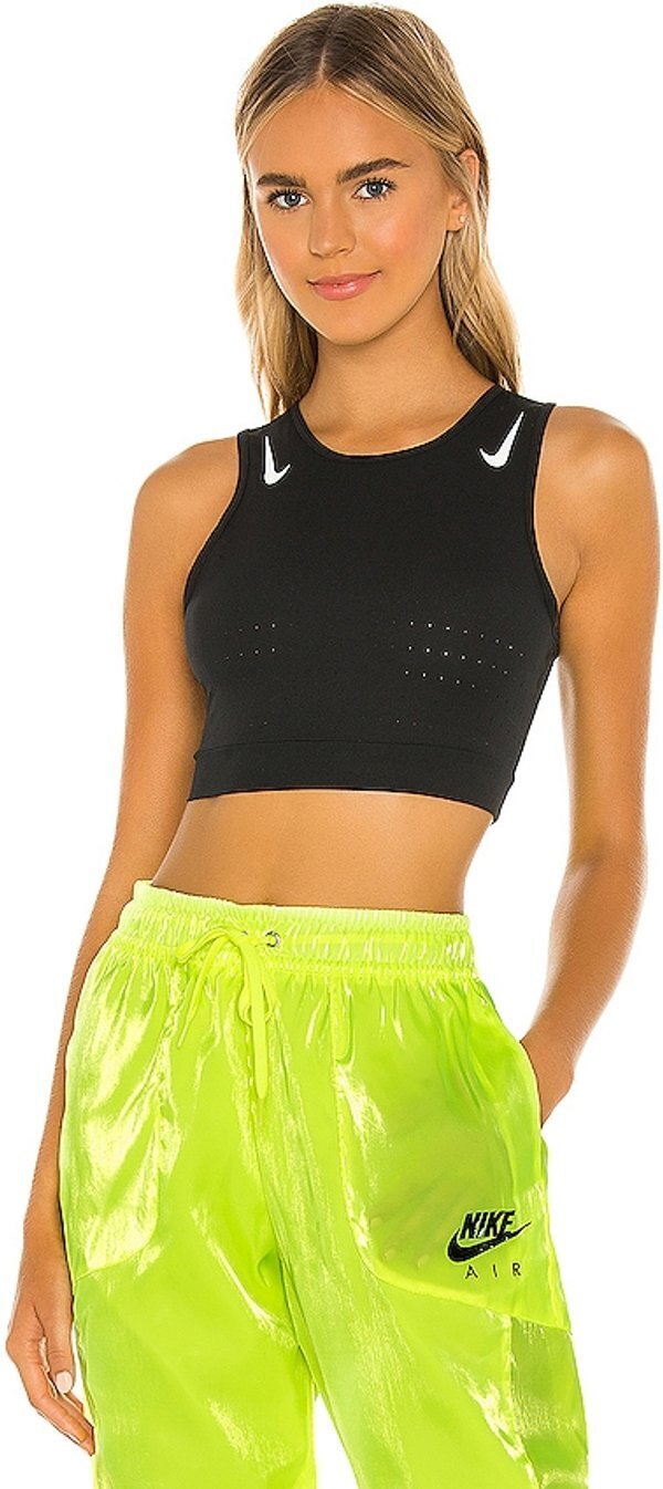 Nike Womens AeroSwift Running Sports Bra Gym Yoga Fitness Workout Crop Top - Black