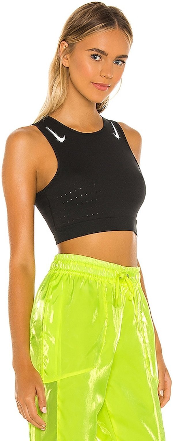 Nike Womens AeroSwift Running Sports Bra Gym Yoga Fitness Workout Crop Top - Black