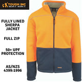 HI VIS Polar Fleece Sherpa Jacket Full Zip Thick Lined  Winter Safety Jumper - ORANGE