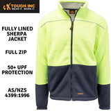 HI VIS Polar Fleece Sherpa Jacket Full Zip Thick Lined  Winter Safety Jumper - Yellow