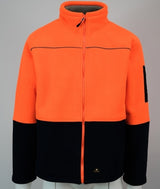 HI VIS Polar Fleece Sherpa Jacket Full Zip Thick Lined Winter Safety Jumper - Orange