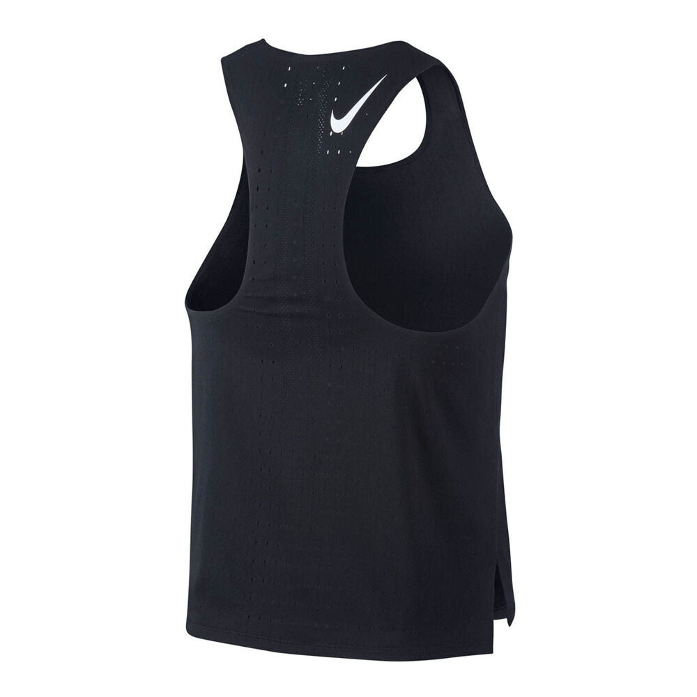 Nike Aeroswift Mens Running Slim Fit Singlet Sleeveless Top - Black/White