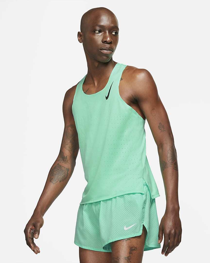 Nike Mens Aeroswift Running Singlet Tank Shirt - Green