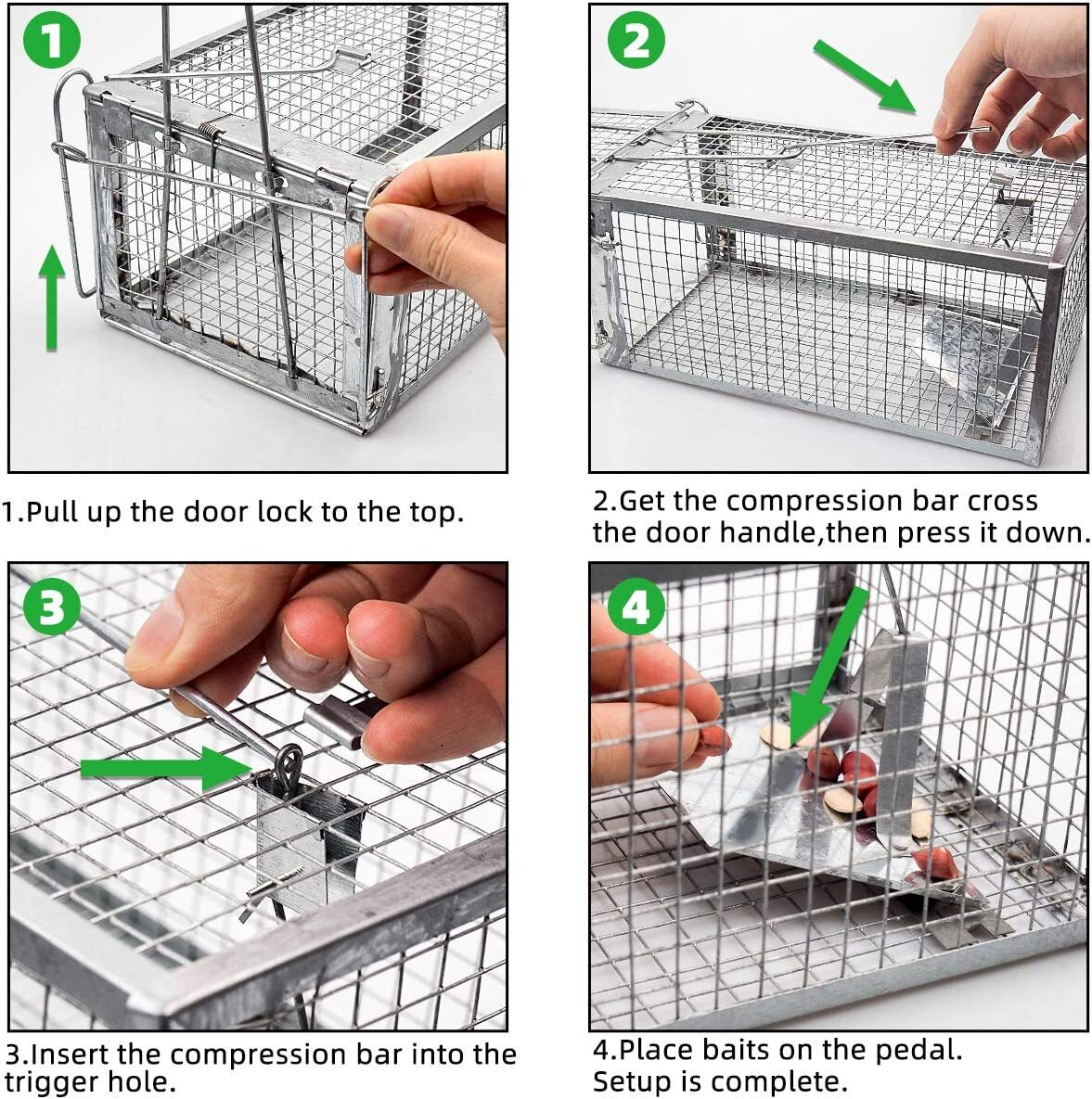 Metal Rat Trap Cage Animal Safe Catch Pest Rodent Mouse Bait Control Box