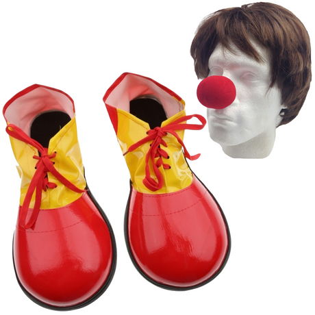 2Pcs Set Clown Nose + Large Shoes Circus Halloween Costume Fancy Dress Up Party