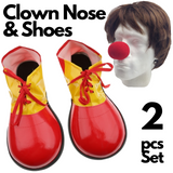 2Pcs Set Clown Nose + Large Shoes Circus Halloween Costume Fancy Dress Up Party