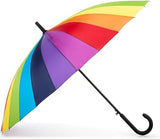 120cm Diameter RAINBOW UMBRELLA Rain Sun Colourful Parasol Long Shaft - Curved