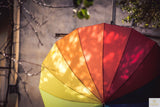 120cm Diameter RAINBOW UMBRELLA Rain Sun Colourful Parasol Long Shaft