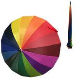 120cm Diameter RAINBOW UMBRELLA Rain Sun Colourful Parasol Long Shaft