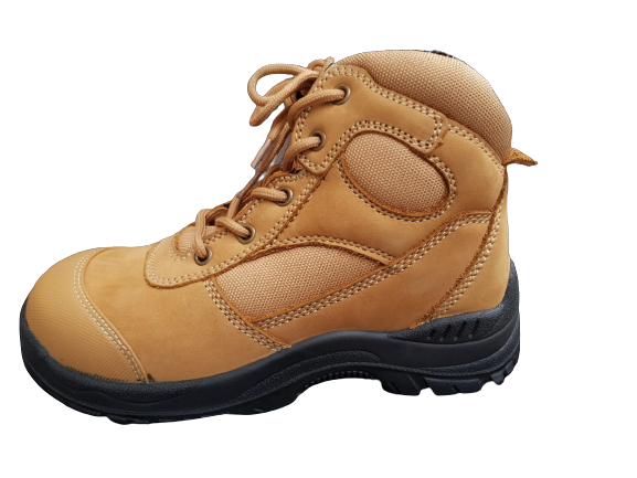 DYN Industrial Steel Cap Boots w Side Zip Safety Work Boots Construction Toe - Honey