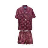 CONTARE Mens 100% Cotton Pyjama Set Top + Bottom PJ PJs Sleepwear - Burgundy Fleur