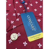 CONTARE Mens 100% Cotton Pyjama Set Top + Bottom PJ PJs Sleepwear - Burgundy Fleur