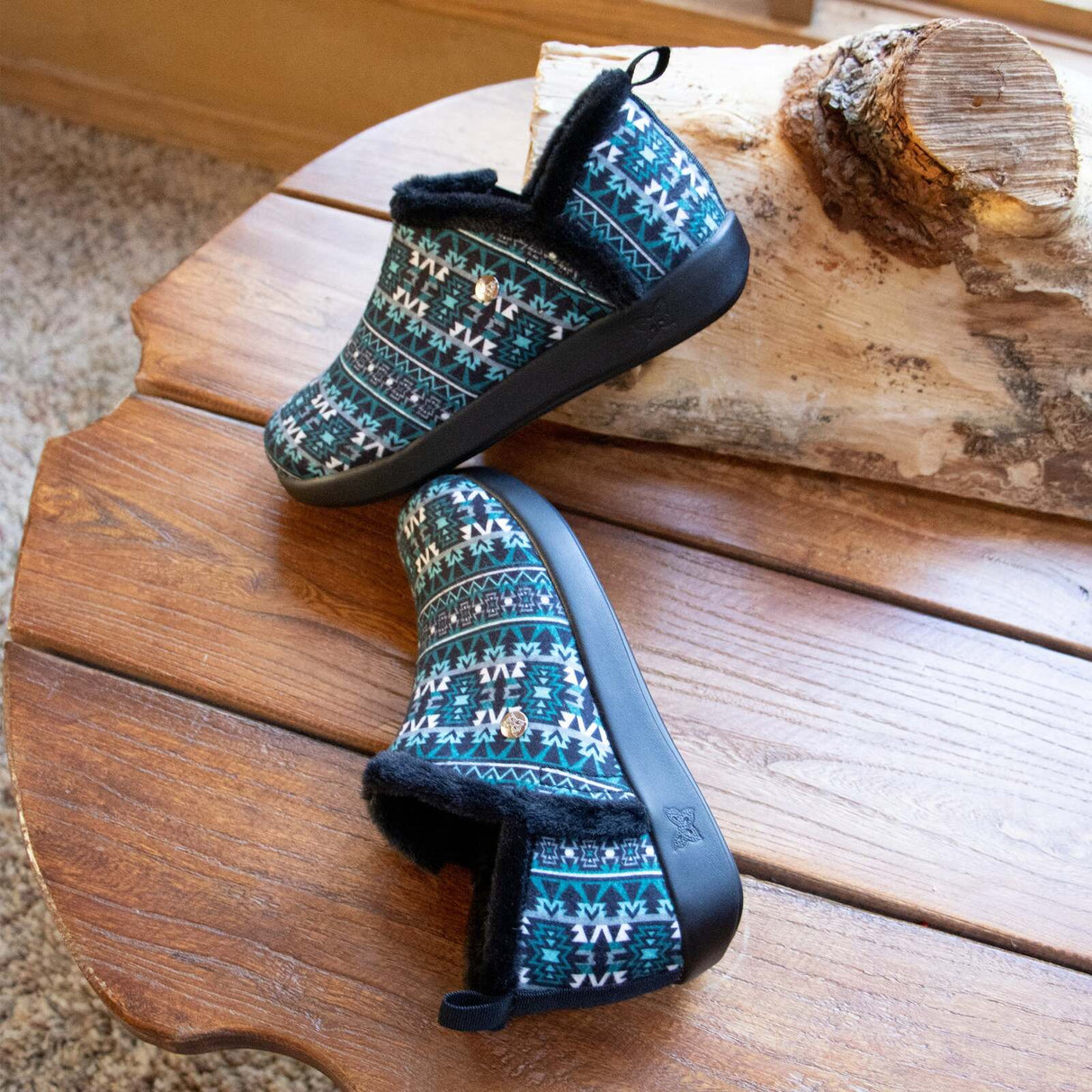 Alegria Cozee Santa Fe Slippers Shoes Warm Cozy - Teal