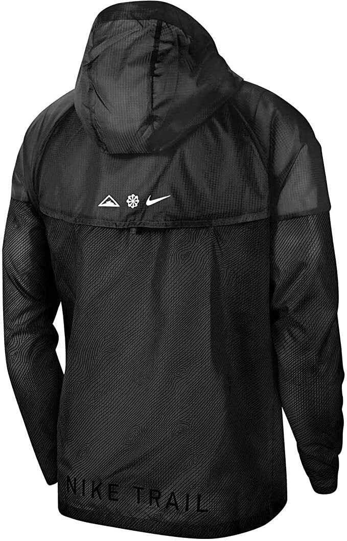 NIKE Mens Hooded Trail Running Jacket - Black