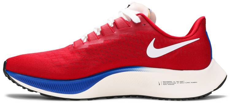 Nike Mens Air Zoom Pegasus 37 Premium Shoes - Gym Red/Game Royal - White-Sail