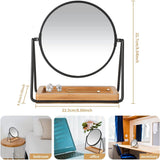 Clevinger Milan Round Vanity Mirror with Bamboo Tray Black LED Illuminated