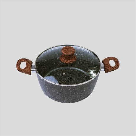 24cm Ceramic Marble Coat PFOA Free Non-Stick Casserole Pot Pan Dish with Lid