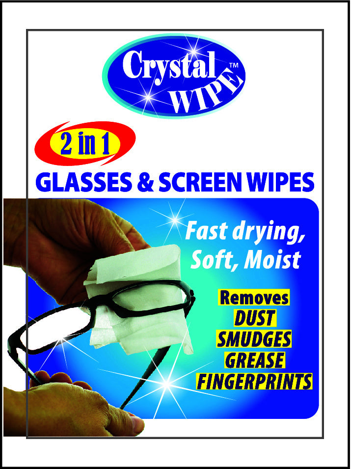 Crystal Wipes Glasses & Screen Wipes Soft Microfibre Lens Cleaner Cloth Watch - 240 Pack