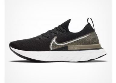 Nike Womens React Infinity Run Flyknit Premium - Black/White-MTLC Gold Silk