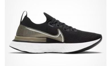 Nike Womens React Infinity Run Flyknit Premium - Black/White-MTLC Gold Silk