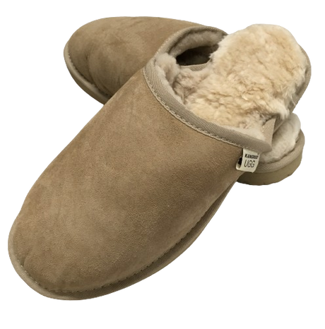 100% Australian Merino Sheepskin Scuffs Moccasins Slippers Winter Slip On UGG - Mens - Chocolate